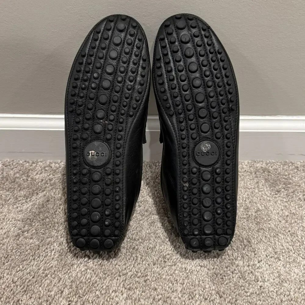 Gucci Men’s Black Leather Horsebit Driver Loafer Slip-On Shoes 9G (10.5/11 US)